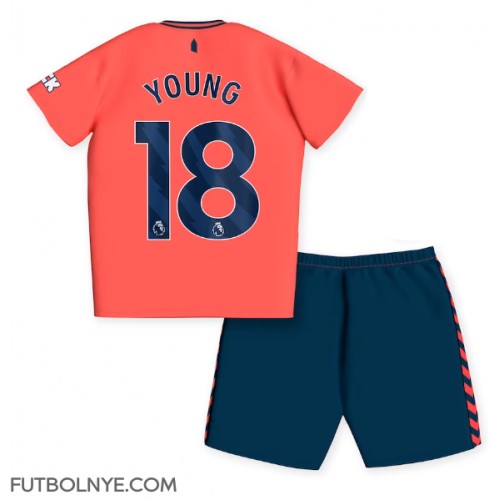 Camiseta Everton Ashley Young #18 Visitante Equipación para niños 2023-24 manga corta (+ pantalones cortos)